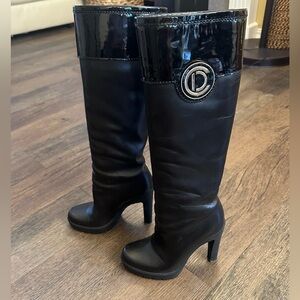 Christian Dior Knee High Black Leather Boots